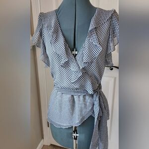 Max studio black and white gingham blouse. XS